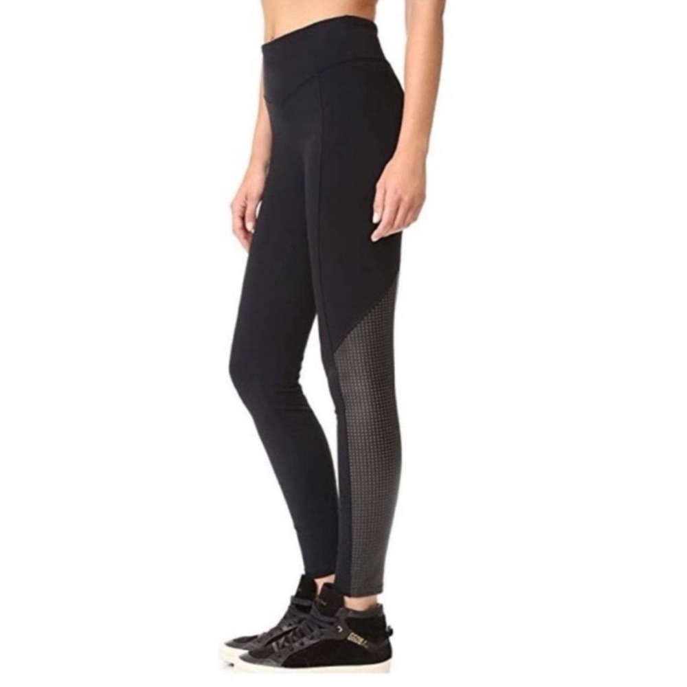 SPANX Black Vegan Leather Perforated Panel Leggings Size Small